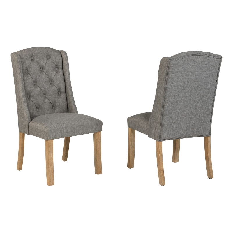 Best Quality Furniture Linen Fabric Upholstered Wing Back Chairs in Gray