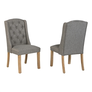 Best Quality Furniture Linen Fabric Upholstered Wing Back Chairs in Gray