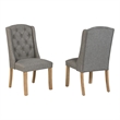 Best Quality Furniture Linen Fabric Upholstered Wing Back Chairs in Gray