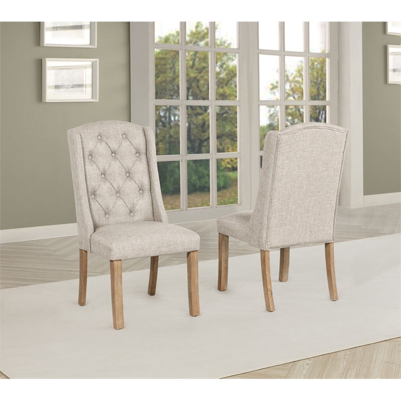 Best Quality Furniture Linen Fabric Upholstered Wing Back Chairs in Beige