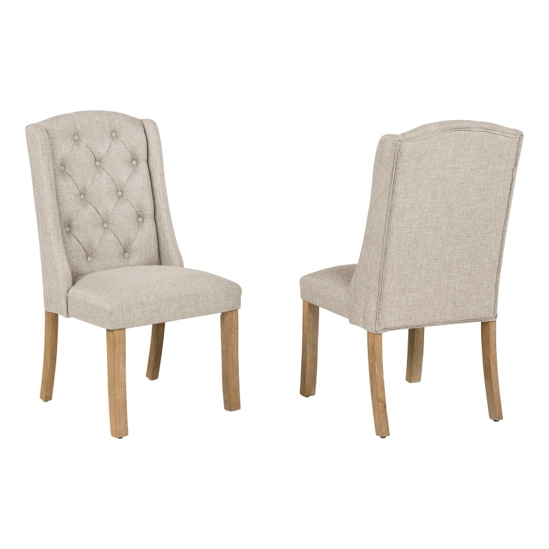 Best Quality Furniture Linen Fabric Upholstered Wing Back Chairs in Beige