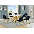 Best Quality Furniture Glass with White Marble Wrap Dining Set and Black Chairs