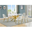 Best Quality Furniture Glass with White Marble Wrap Dining Set and Cream Chairs