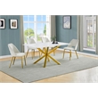 Best Quality Furniture Glass with White Marble Wrap Dining Set and Cream Chairs