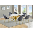 Best Quality Furniture Glass with White Marble Wrap Dining Set and Gray Chairs