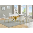 Best Quality Furniture Glass with White Marble Wrap Dining Set and Cream Chairs