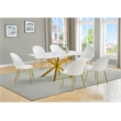 Best Quality Furniture Glass with White Marble Wrap Dining Set and White Chairs