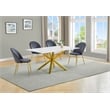 Best Quality Furniture Glass with White Marble Wrap Dining Set and Gray Chairs