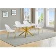 Best Quality Furniture Glass with White Marble Wrap Dining Set and White Chairs