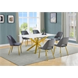 Best Quality Furniture Glass with White Marble Wrap Dining Set and Gray Chairs