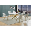 Best Quality Furniture Glass with White Marble Wrap Dining Set and Cream Chairs