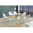 Best Quality Furniture Glass with White Marble Wrap Dining Set and White Chairs