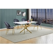 Best Quality Furniture Glass with White Marble Wrap Dining Set and Gray Chairs