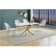 Best Quality Furniture Glass with White Marble Wrap Dining Set and Cream Chairs