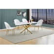 Best Quality Furniture Glass with White Marble Wrap Dining Set and White Chairs