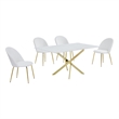 Best Quality Furniture Glass with White Marble Wrap Dining Set and White Chairs