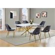 Best Quality Furniture Glass with White Marble Wrap Dining Set and Gray Chairs