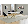 Best Quality Furniture Glass with White Marble Wrap Dining Set and Black Chairs