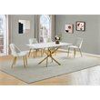 Best Quality Furniture Glass with White Marble Wrap Dining Set and Cream Chairs