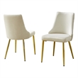 Best Quality Furniture Set of 2 Velvet Side Chairs in Cream and Pleated Back