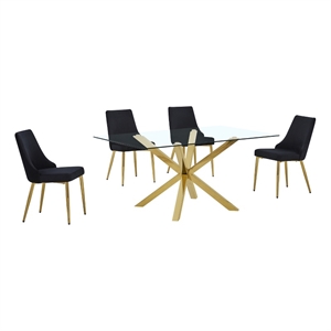 Best Quality Furniture Clear Glass Dining Set with Velvet Upholstered Chairs