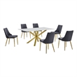 Best Quality Furniture White Marble Wrap Glass Dining Set with Velvet Chairs