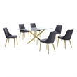 Best Quality Furniture Clear Glass Dining Set with Velvet Upholstered Chairs