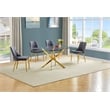 Best Quality Furniture Clear Glass Dining Set with Velvet Upholstered Chairs