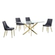 Best Quality Furniture Clear Glass Dining Set with Velvet Upholstered Chairs