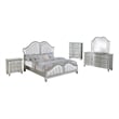 Best Quality Furniture Silver Embossed Wood Bedroom Set with Queen Panel Bed