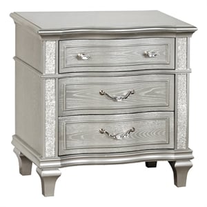 best quality furniture glam glitter & silver embossed wood nightstand