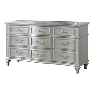 best quality furniture glam glitter & silver embossed wood horizontal dresser
