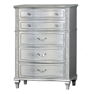 Best Quality Furniture Glam Glitter & Silver Embossed Wood Dresser Chest