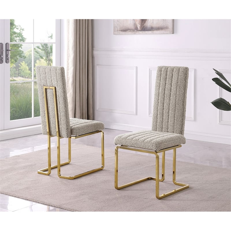 Best Quality Furniture Line Tufted Boucle Fabric Side Chairs in Gray