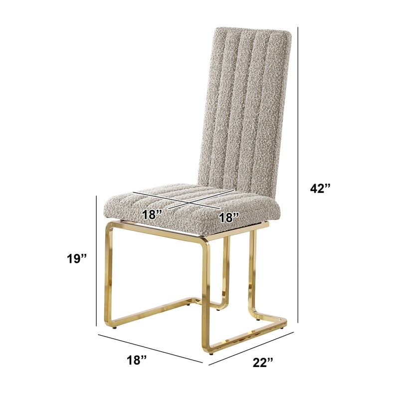 Best Quality Furniture Line Tufted Boucle Fabric Side Chairs in Gray
