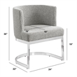 Best Quality Furniture Single Chair with Rich Gray Boucle Fabric and Chrome Base
