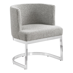 Best Quality Furniture Single Chair with Rich Gray Boucle Fabric and Chrome Base
