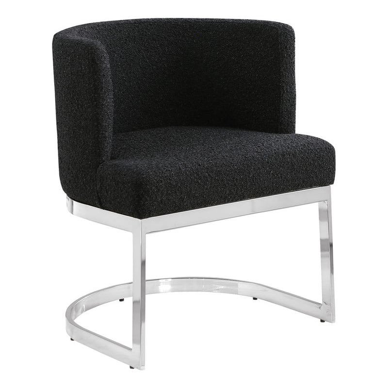 Best Quality Furniture Single Chair with Black Boucle Fabric and Chrome Base