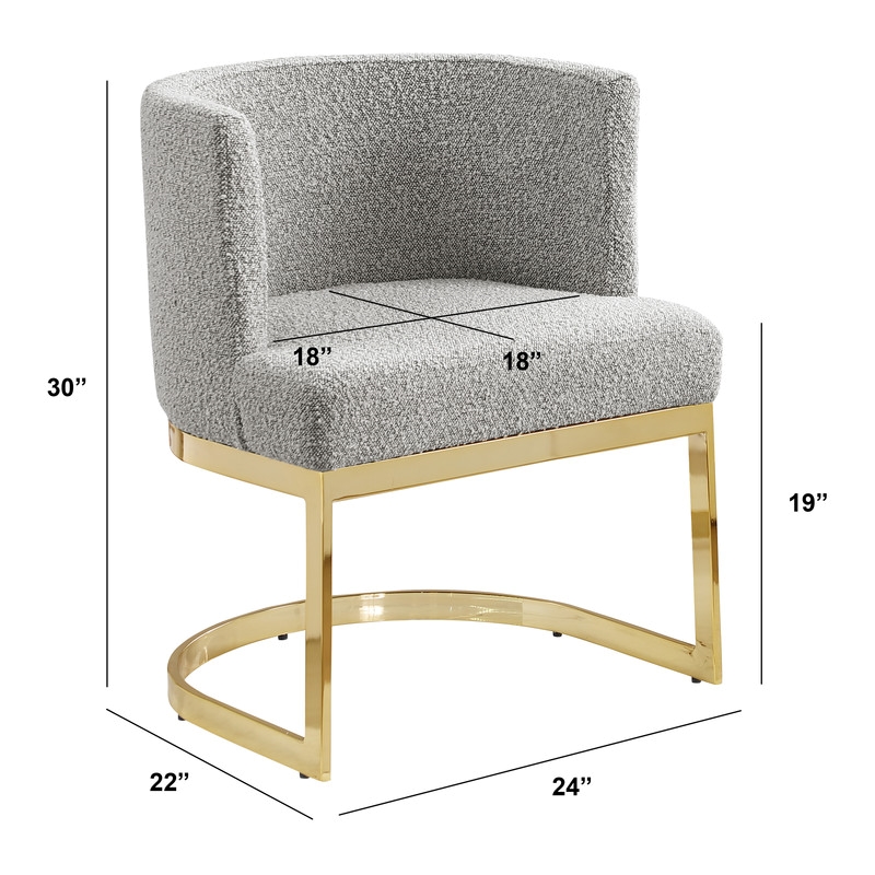 Best Quality Furniture Single Chair with Rich Gray Boucle Fabric and Chrome Base