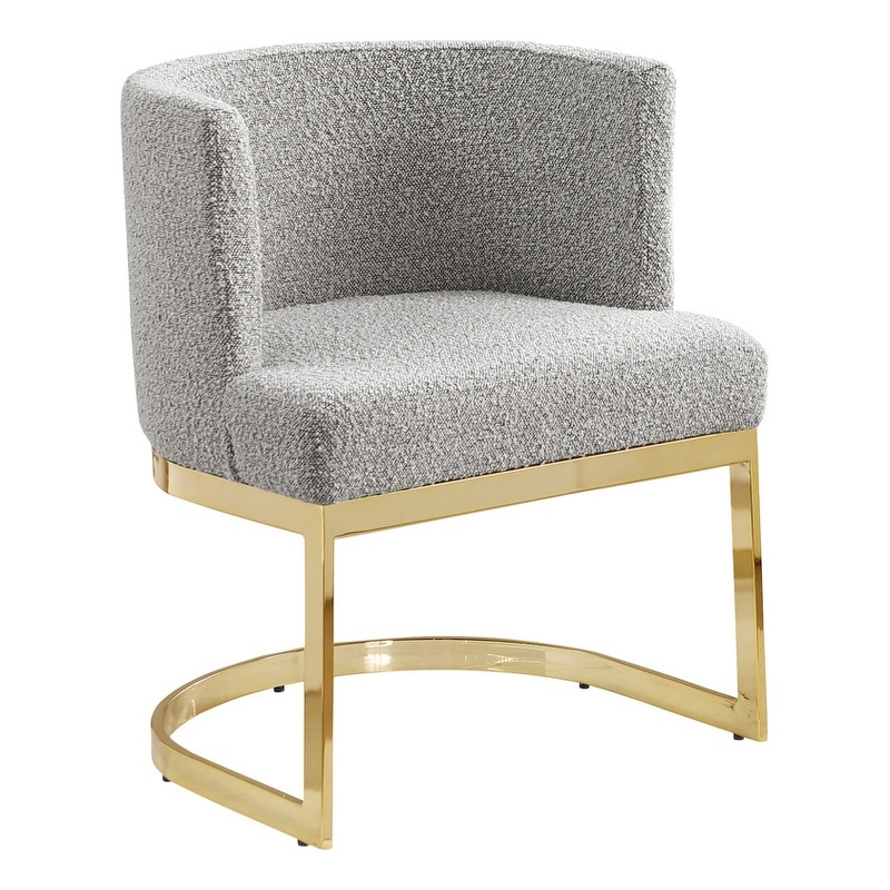 Best Quality Furniture Single Chair with Rich Gray Boucle Fabric and Chrome Base