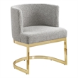 Best Quality Furniture Single Chair with Rich Gray Boucle Fabric and Chrome Base