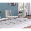 Best Quality Furniture Rich Gray Boucle Fabric Side Chairs with Chrome Sled Base