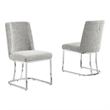 Best Quality Furniture Rich Gray Boucle Fabric Side Chairs with Chrome Sled Base
