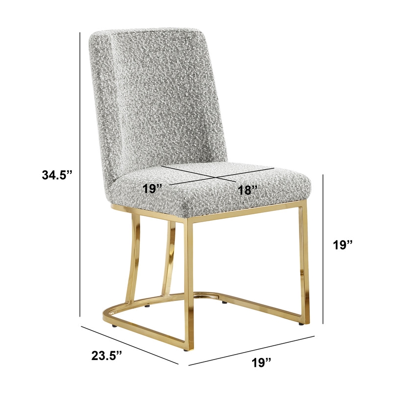 Best Quality Furniture Rich Gray Boucle Fabric Side Chairs with Chrome Sled Base
