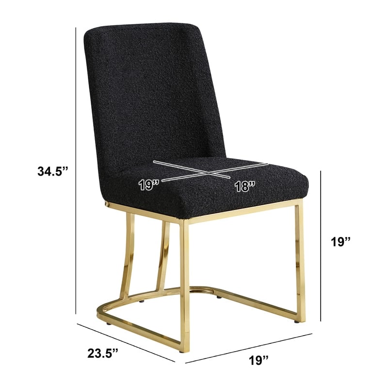 Best Quality Furniture Black Boucle Fabric Side Chairs with Chrome Sled Base