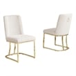 Best Quality Furniture Cream Boucle Fabric Side Chairs with Chrome Sled Base