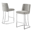 Best Quality Furniture Rich Gray Boucle Fabric Counter Chairs with Chrome Base