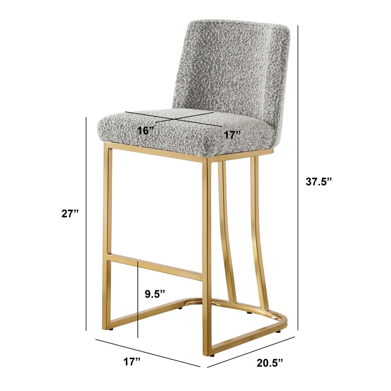 Best Quality Furniture Rich Gray Boucle Fabric Counter Chairs with Chrome Base