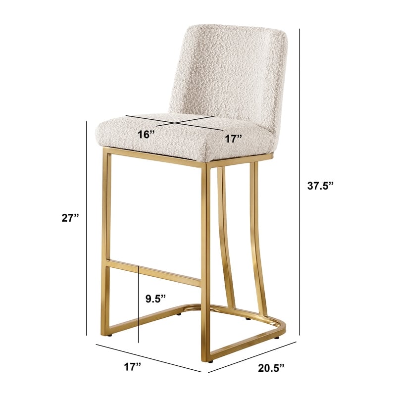 Best Quality Furniture Cream Boucle Fabric Counter Chairs with Chrome Base