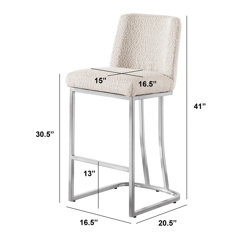 Best Quality Furniture Cream Boucle Fabric Barstools with Chrome Base